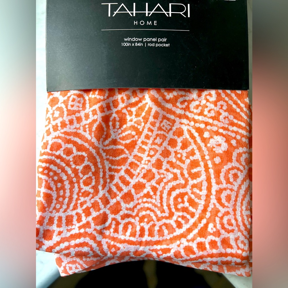 Tahari Home‎ Orange & White 100in X 84in Window Panel Set